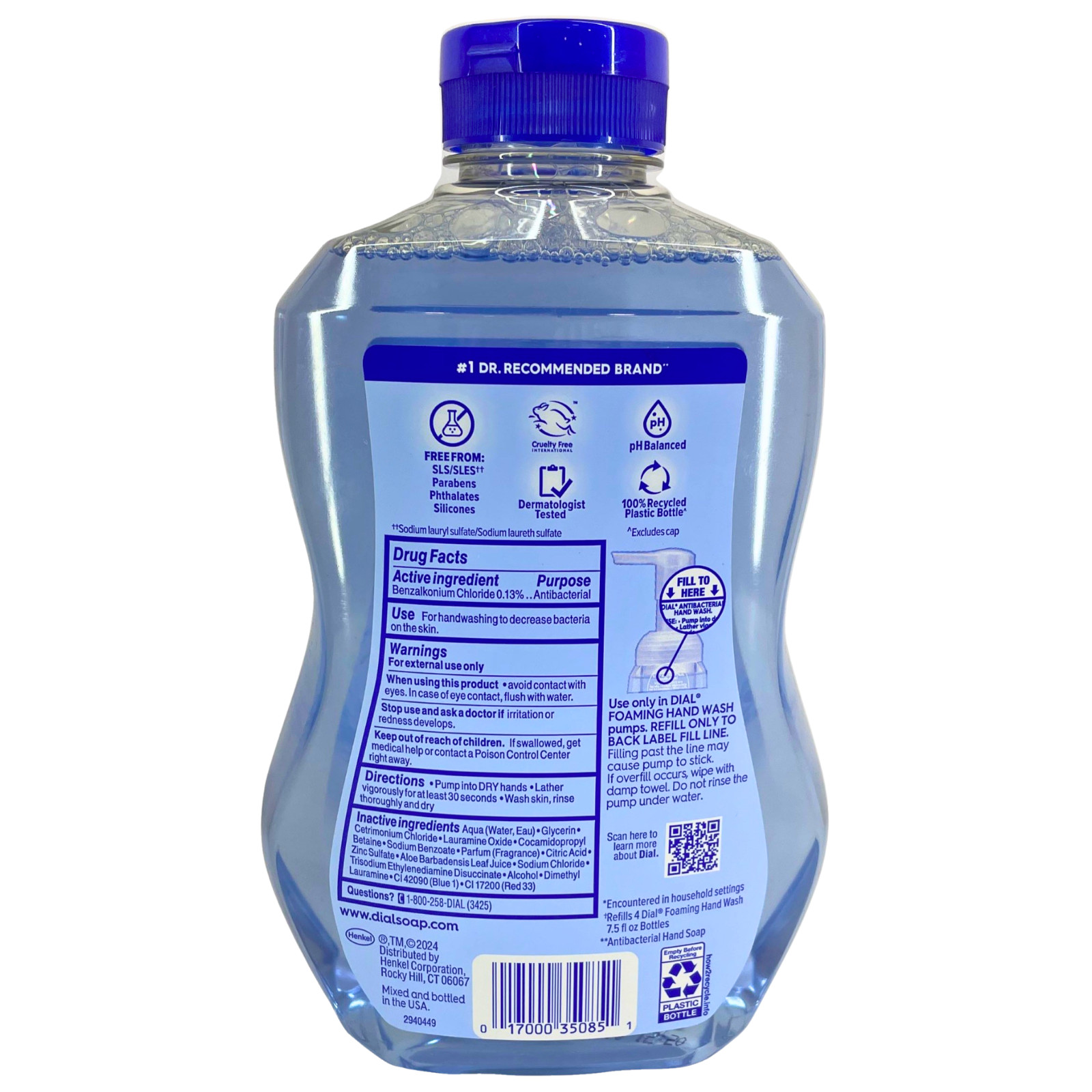 Dial Antibacterial Defense Foaming Hand Wash Refill Spring Water 30 oz 4 Pack Ne