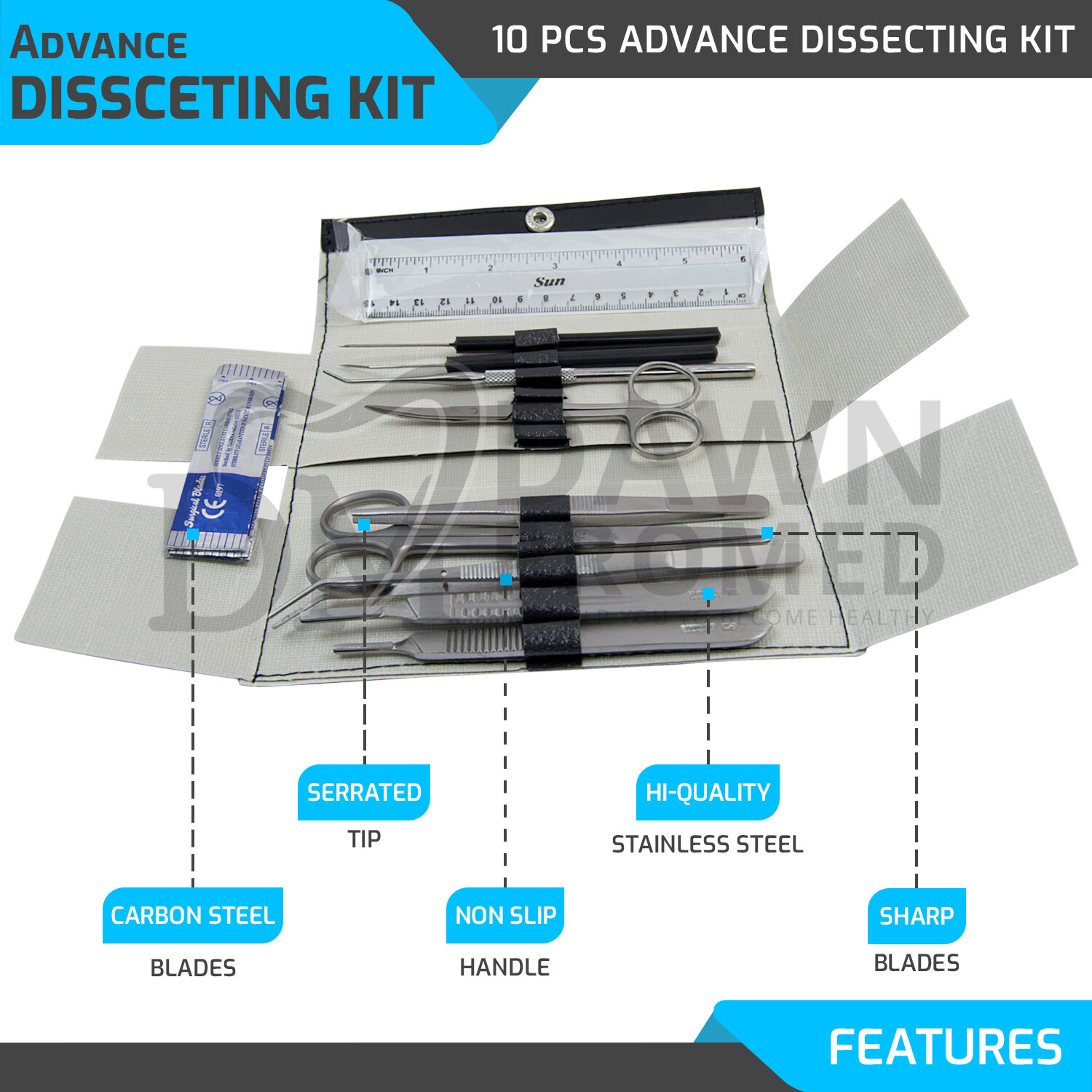 10 Pcs Minor Surgery Biology Medical Student Dissecting Tool Kit Set German Gr