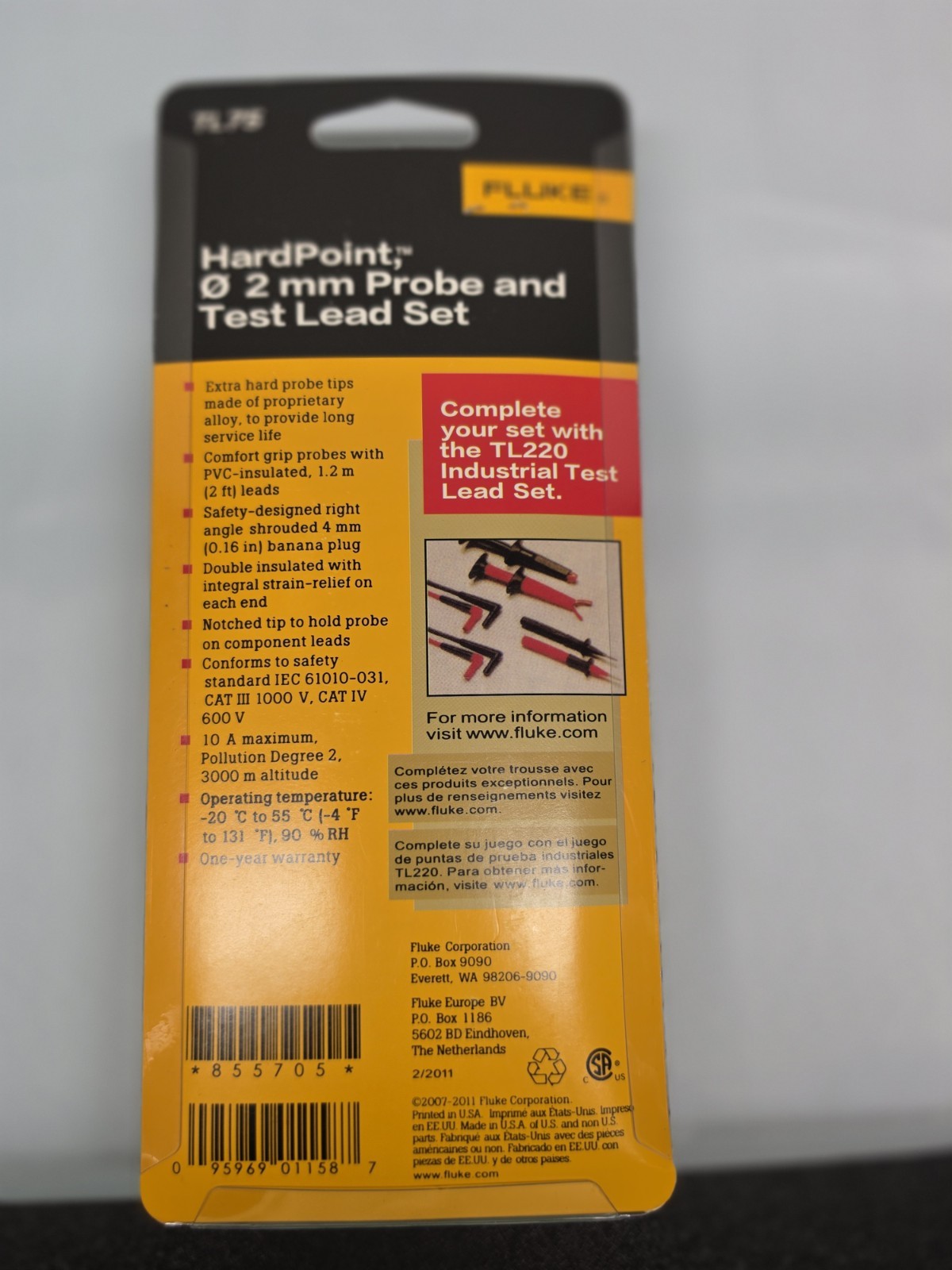 🇺🇸Genuine Fluke TL75 Hard Point 2mm Probe & Test Lead Set 🇺🇸 FREE SHIP