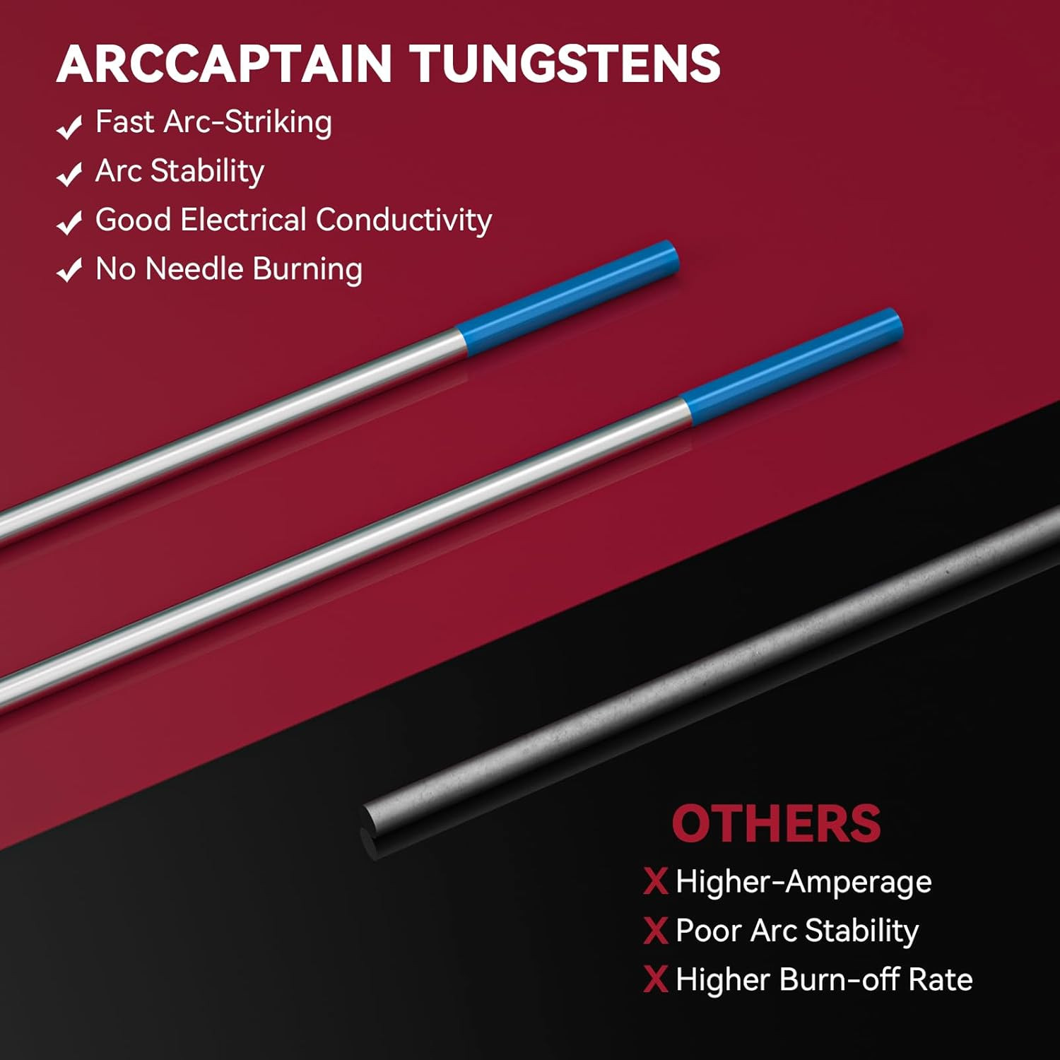 2% Lanthanated TIG Welding Tungsten Electrodes 1/16″ Blue EWLa-2 Length 7″ 10-PK