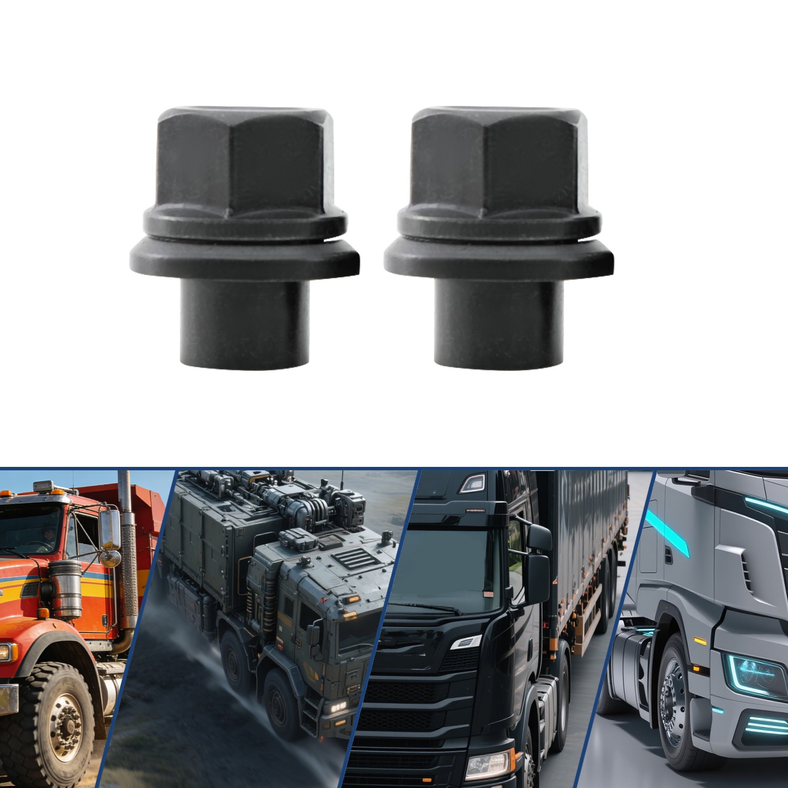 2 Pieces Sleeve Flanged Wheel Nuts M22×1.5 Heavy Duty Truck For 1.02in Bolt Hole