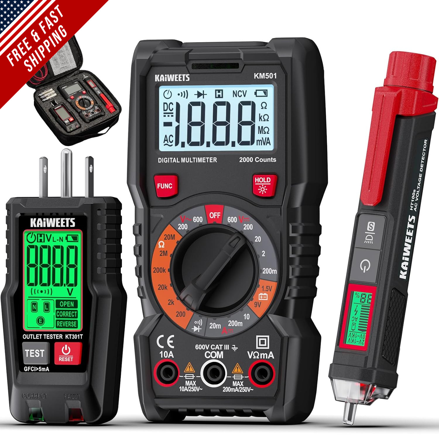 Electrical Test Kit KIT01, Digital Multimeter, Smart Non-Contact Voltage Tester