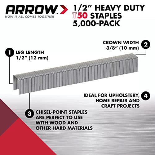 Arrow 508IP Heavy Duty T50 1/2-Inch Staples Assorted Sizes , Number of Itemss
