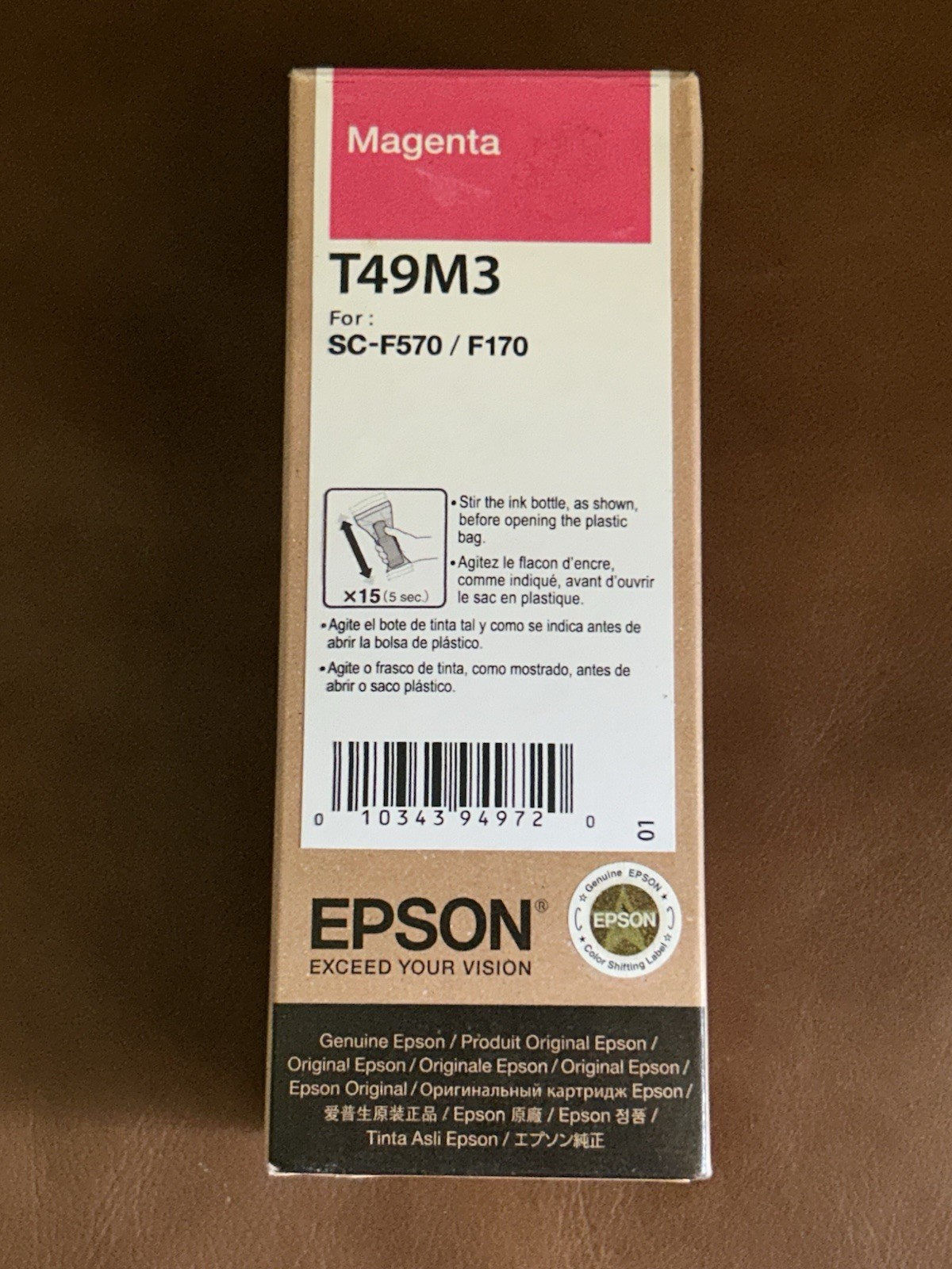 Epson T49M3 140 mL Magenta Ink Bottles For SC-F570 & F170 NEW Exp. 06/02/2025