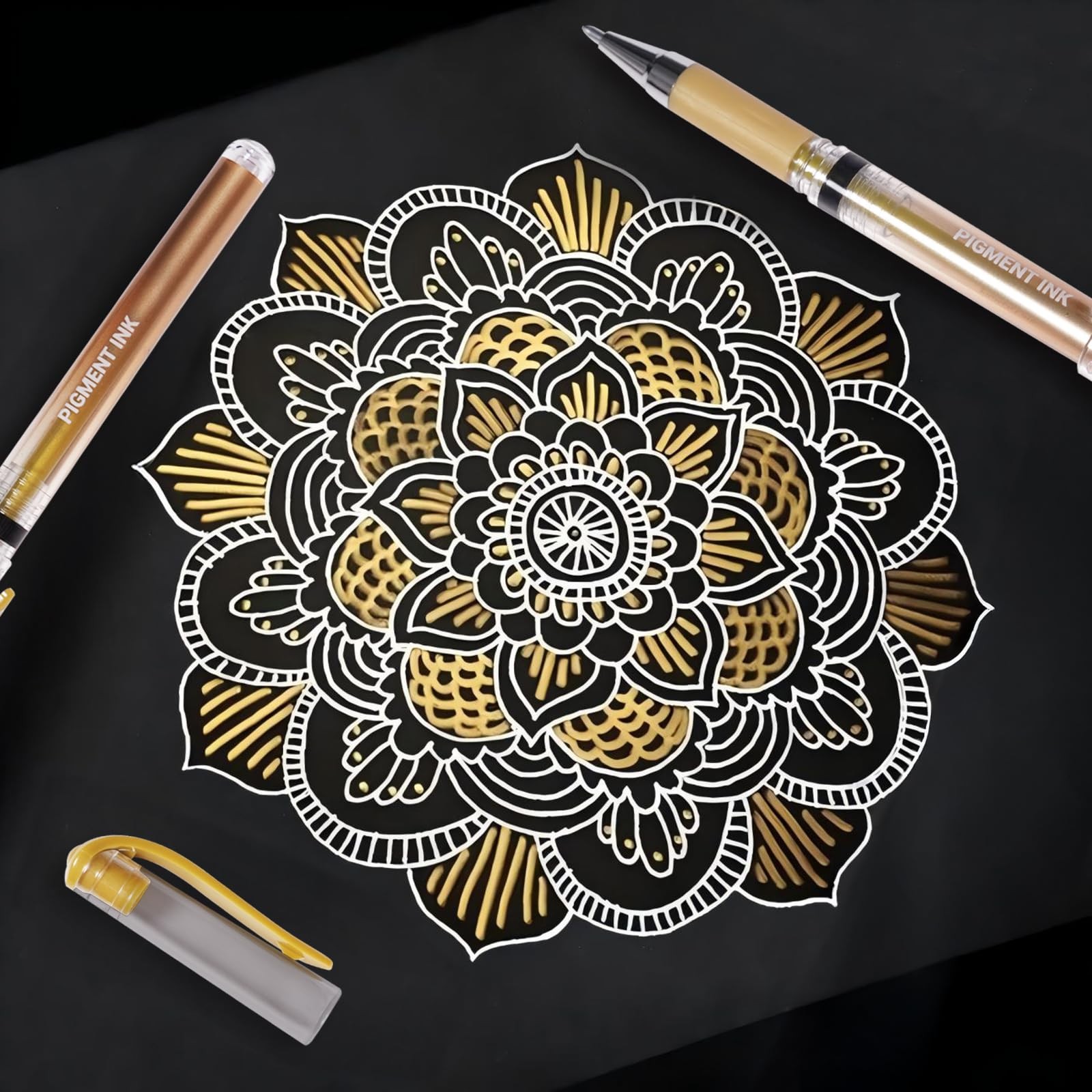 IOMDRWU Gold Gel Pens, 1.0mm Ink Pen Set, 1 Count (Pack of 3),