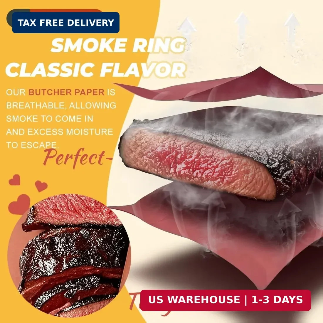 PH PERKHOMY Pink Butcher Paper Roll 18″ x 1440″ (120′) for Smoker BBQ Grilling S