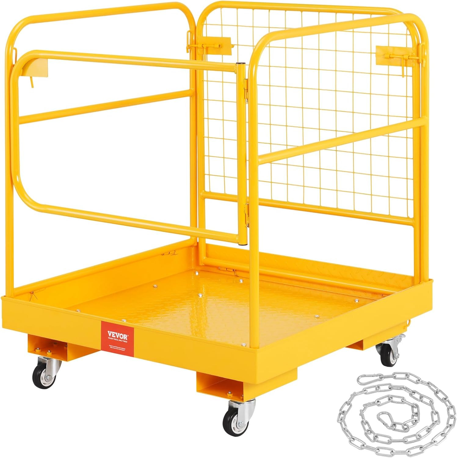 Collapsible Forklift Man Basket Safety Cage 1200 Lbs Capacity with Wheels