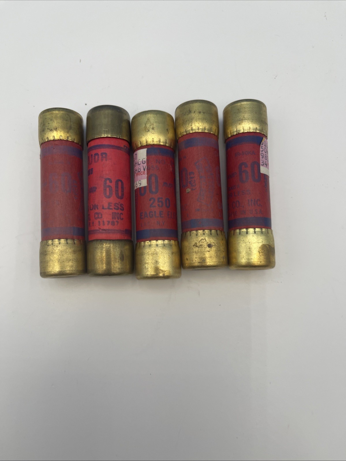 (LOT OF 5) NEW Gem Major 60A Fuse Class H One Time 250V 60 Amp