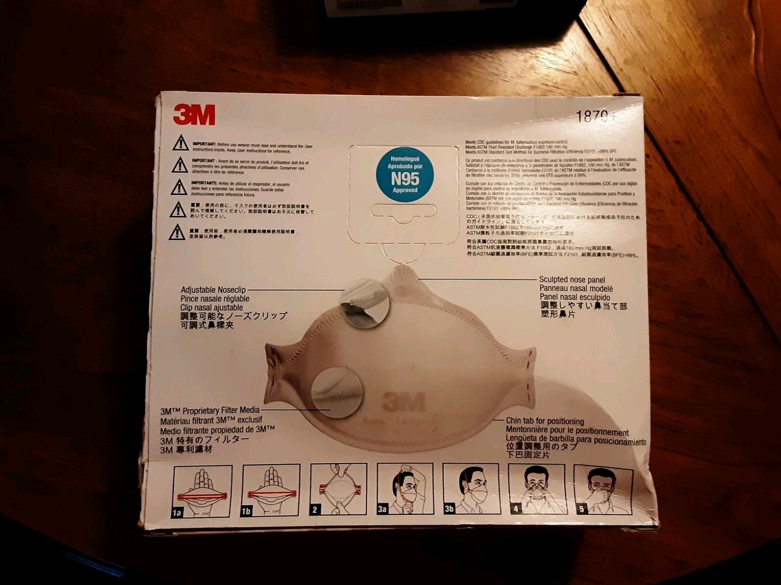 3M N95 Particulate Respirator Face Mask – 1870 – 20 Masks per Box