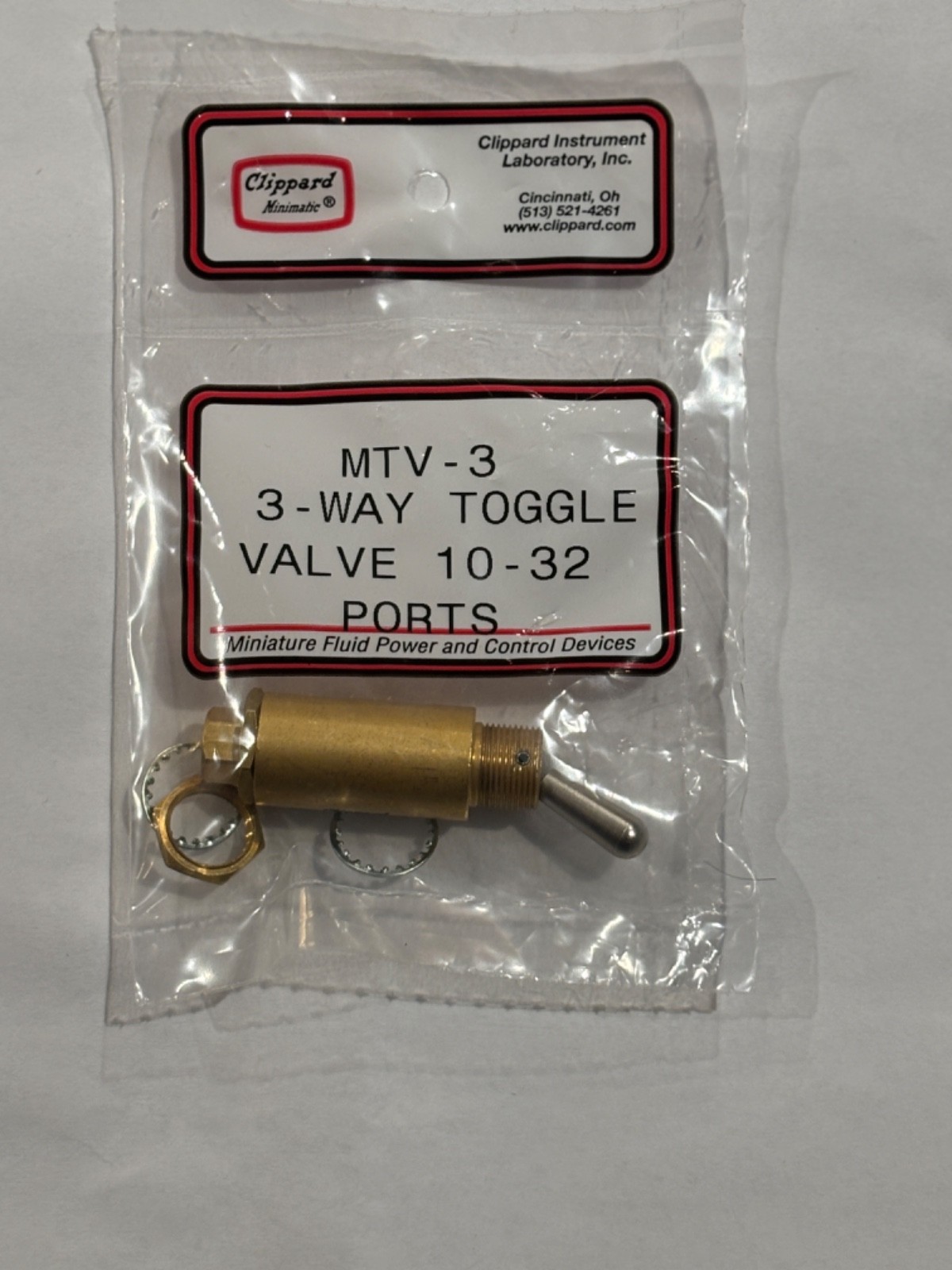 clippard mtv-3 3 way toggle valve 10-32