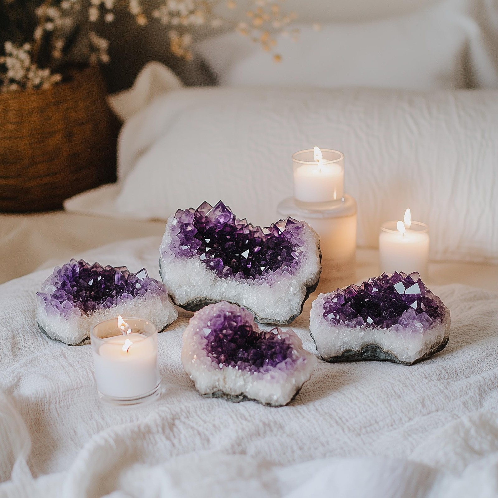 WYJHYZN Amethyst Crystal 2PCS (Approx. 0.882lb–1.15 lb, 0.79”–3.15”) Raw Purple