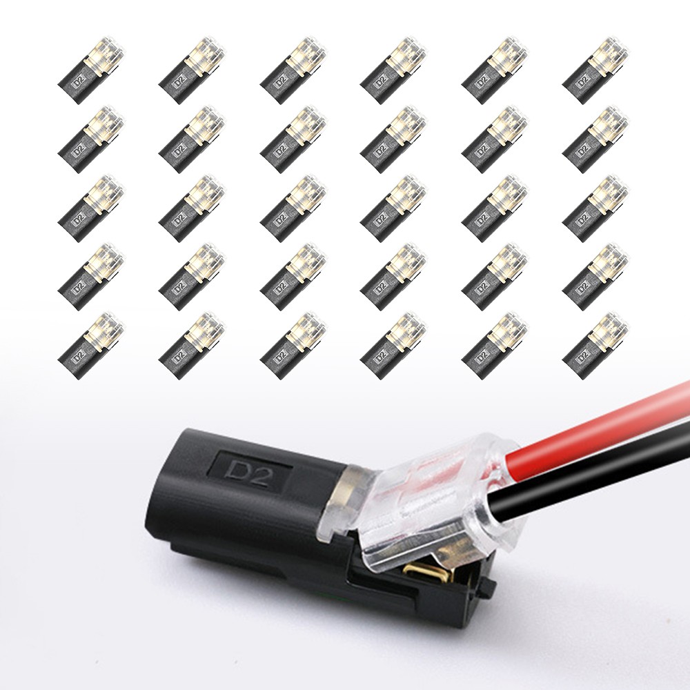 30Pcs Double-Wire Plug-in Connector, Cable Clamp with Locking Buckle, AWG 18-22