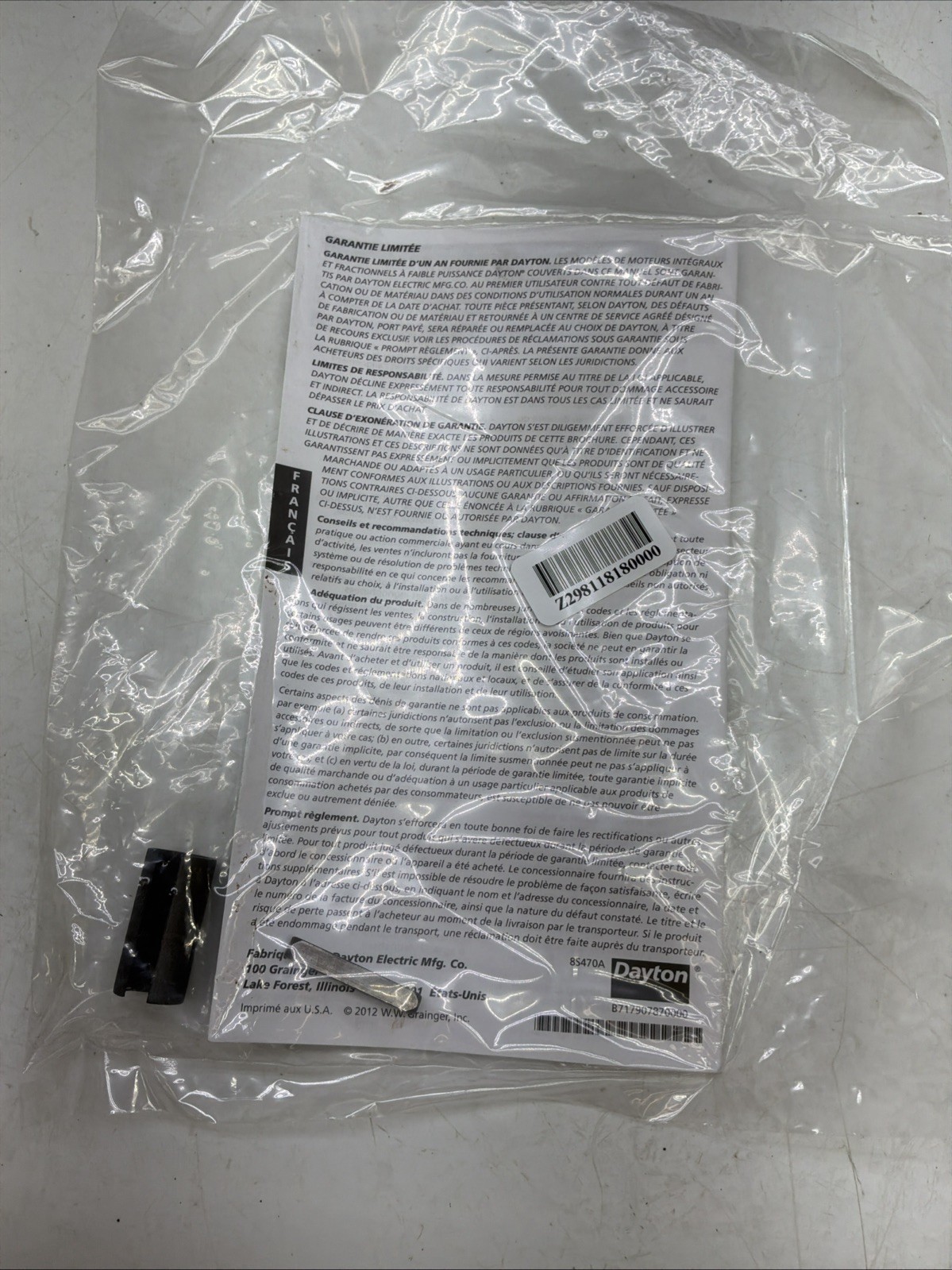 Dayton Belt Drive Fan & Blowing Motor 115V HZ 60 Type: Split Phase 3K771BG NIB