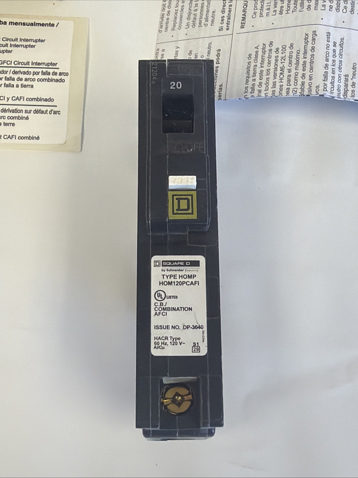 (10) Square D Homeline HOM120PCAFI 1P 20A 120VAC (10 Pack) Circuit Breakers NEW