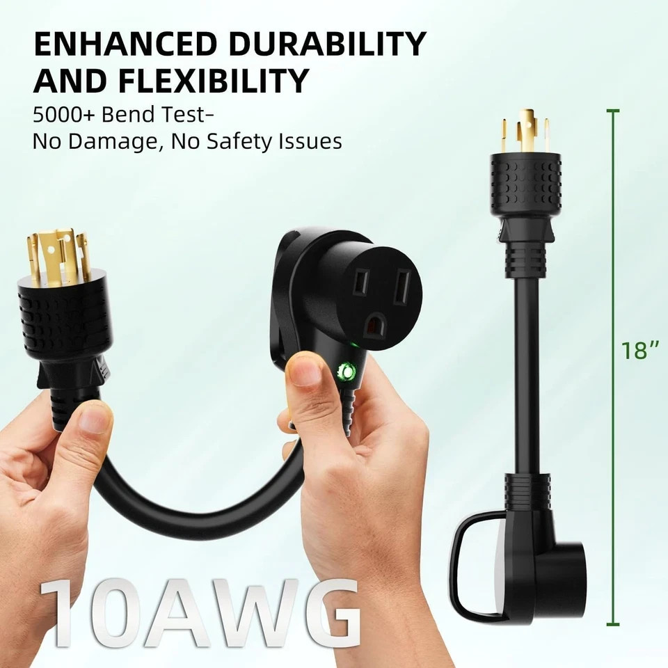 NEMA L14-30P to 6-50R Welder Adapter Cord 1.5FT, 4 Prong Twist-Lock Generator Pl