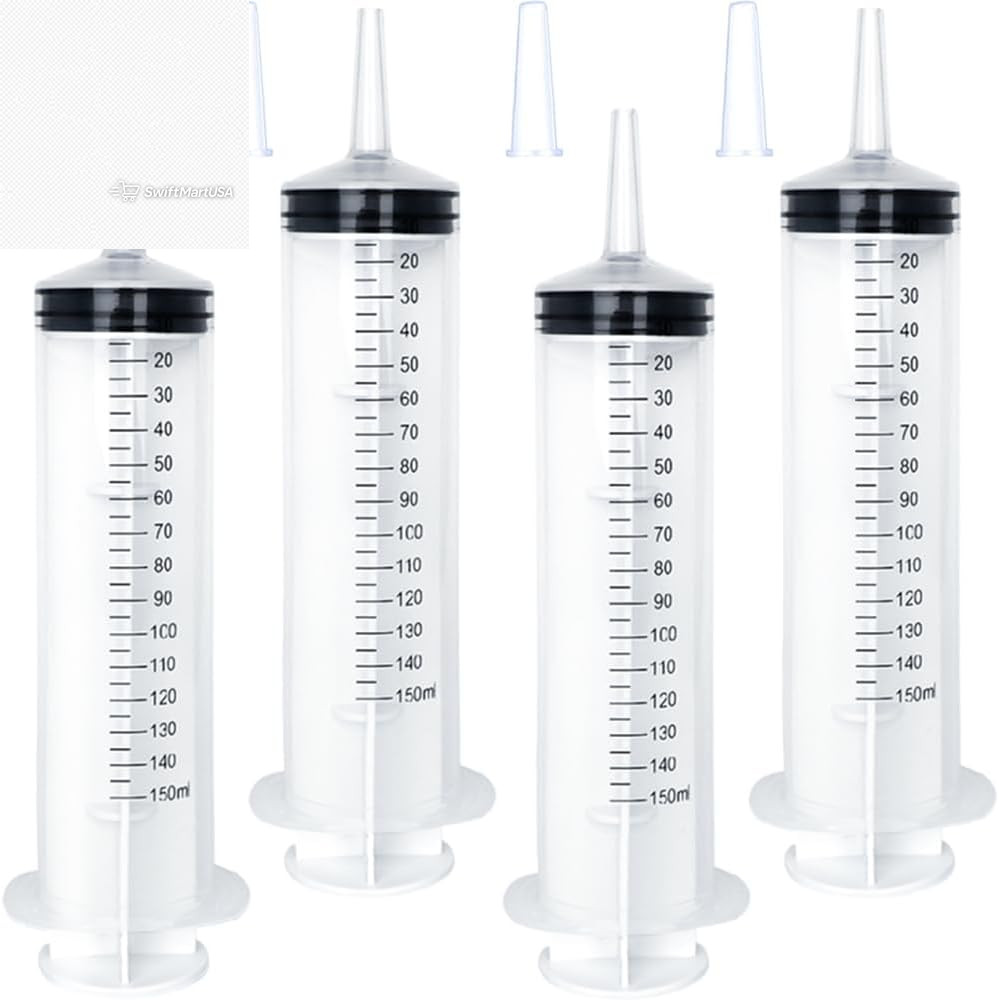 4 Pack 60Ml Large Syringe for Liquid with Tip Cap, Plastic Liquid Syringes Indiv