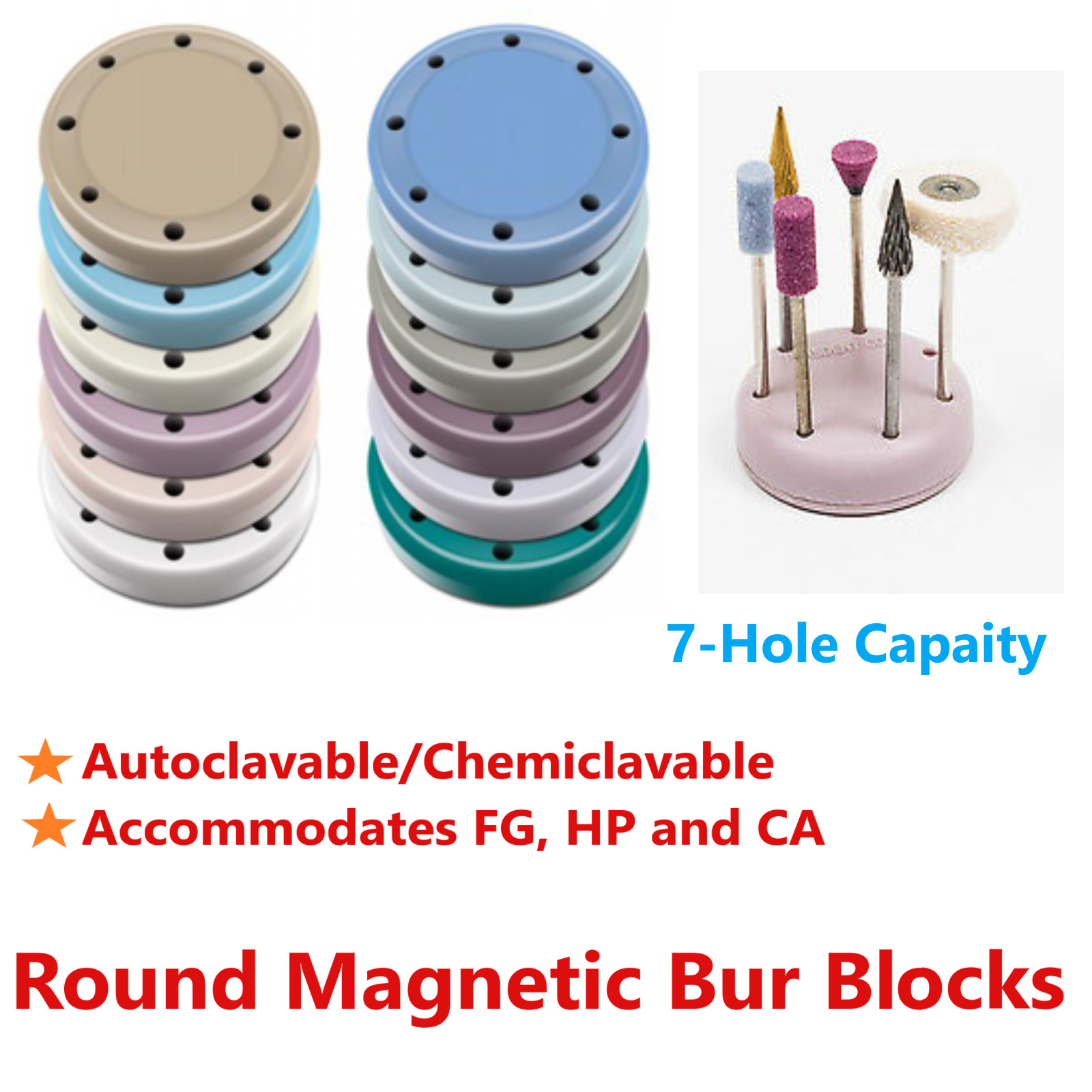 Dental Magnetic Bur Block Holder FG RA FGOS, 7 or 28, Autoclavable 275F – USA
