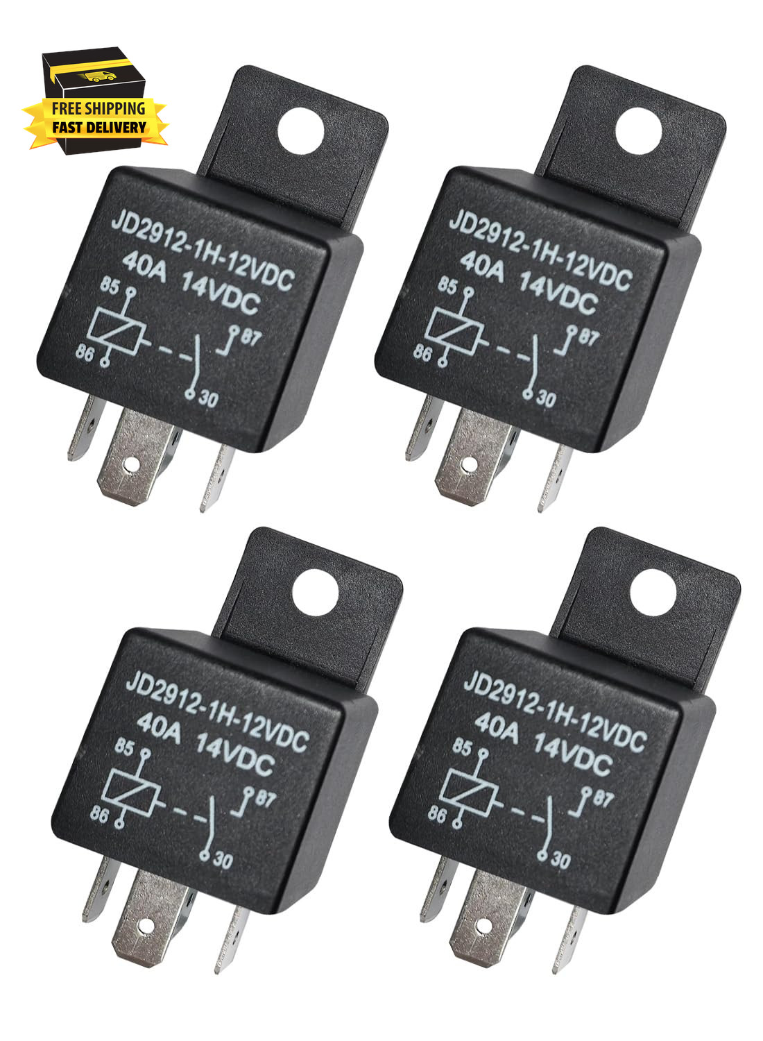4 Pack Car Relays 12V 40A, 4 Pin Relay Switches Starters Multi-Purpose for Autom