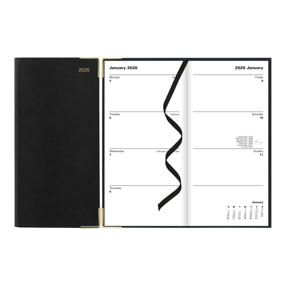 Letts of London® 2026 Classic Weekly/Monthly Planner, 6.625″ x 3.25″, Black
