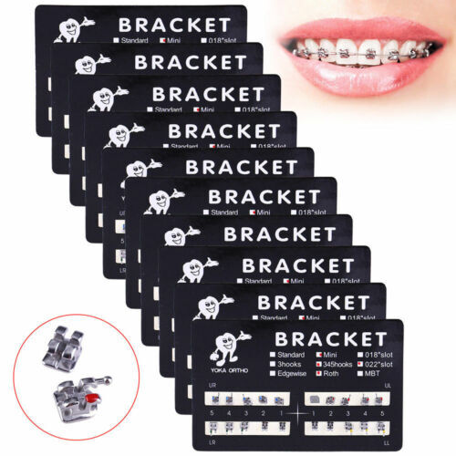 Dental Orthodontic Metal Brackets Braces Mini/Standard Roth/MBT 022/018 345Hooks