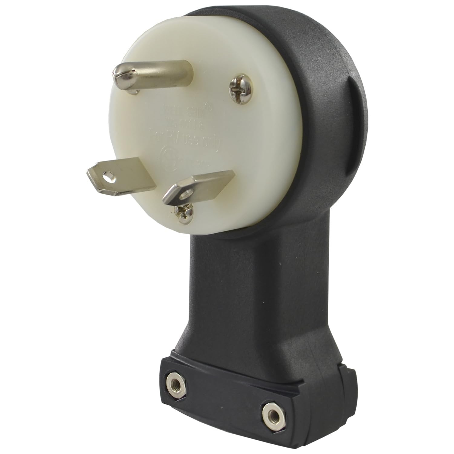 RV Male Replacement Plug 30 Amp NEMA TT–30P Straight Blade 125V Black Camper