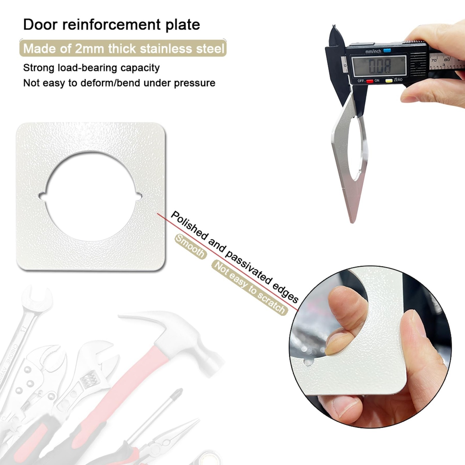2 Pcs Square Door Knob Plate, Stainless Steel Door Reinforcement Plate, Scar …
