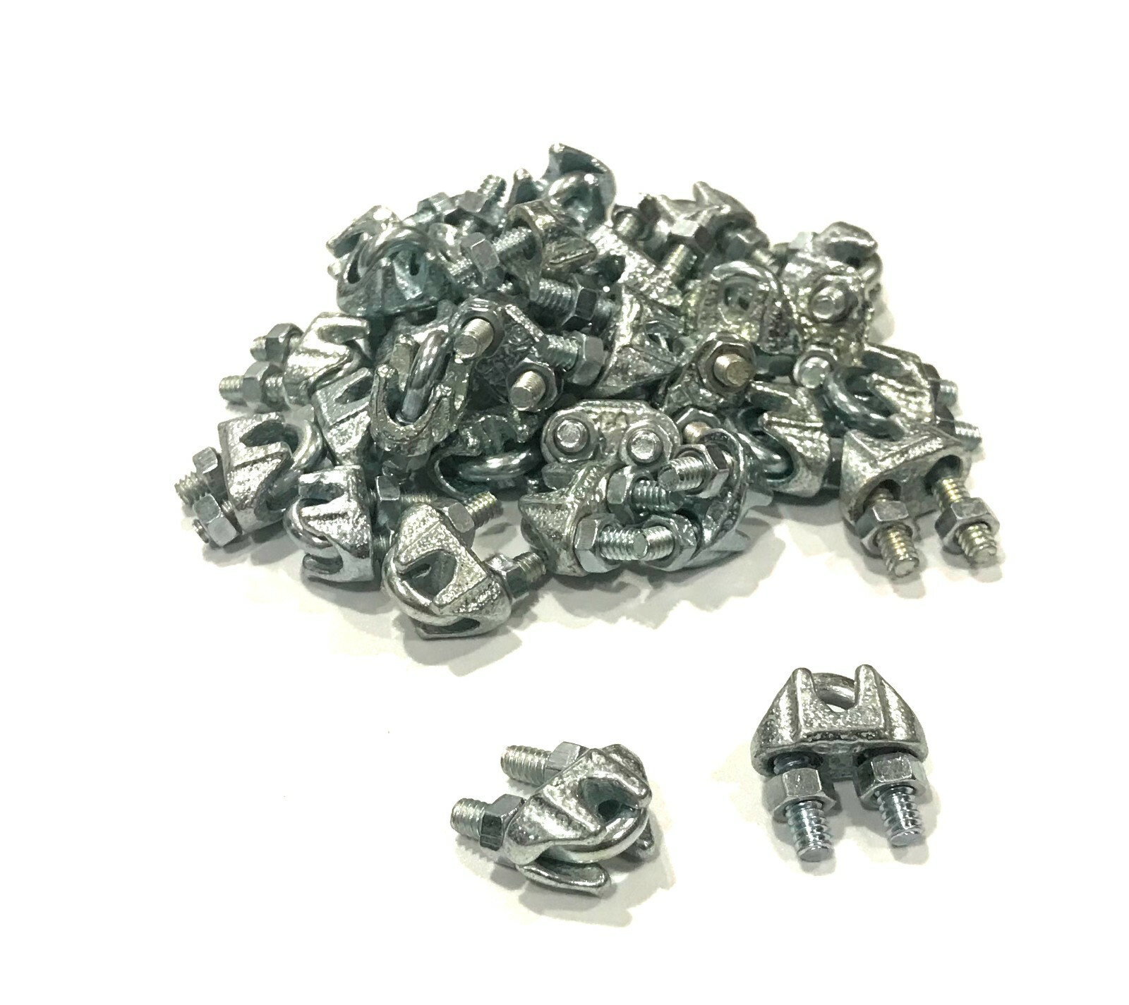 Cable Clamps 1/8” U-Bolts Galvanized Wire Rope Clamps Clips 12, 20, 50 ~ 500pcs