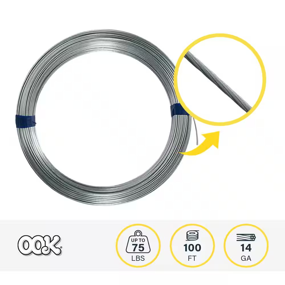 High-Quality 100 ft. Galvanized Steel Wire – 14-Gauge, 75 lb. Strength