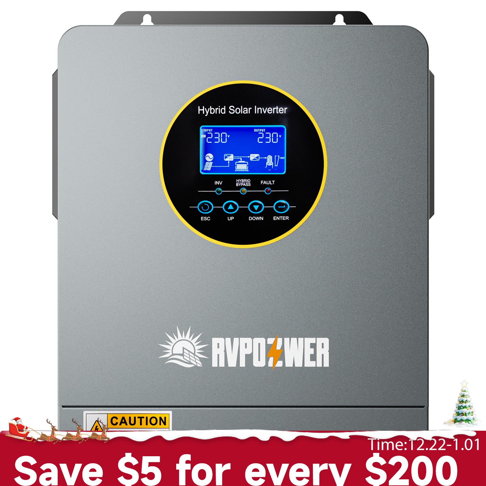 3KW Solar Hybrid Inverter 24V-120V MPPT Controller Charger Pure Sine Split Phase