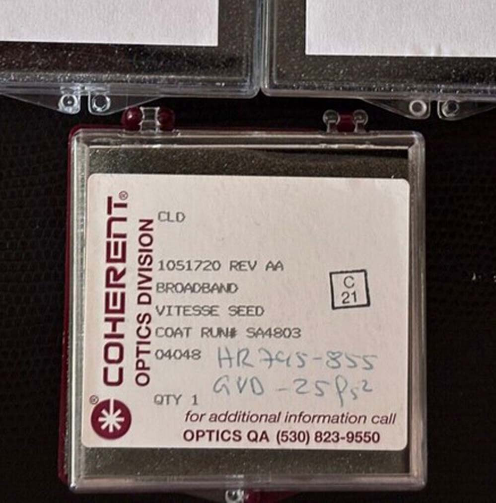Coherent NDM mirror? Ti:sapphire Vitesse laser? HR 99.9%@ 0-10 deg. 808nm