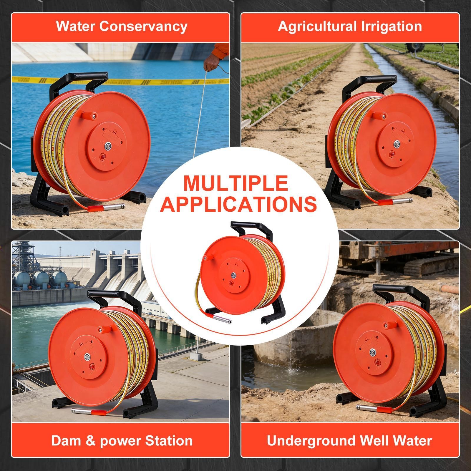 98ft/30m Water Level Meter for Well with 15mm Probe & Steel Tape New