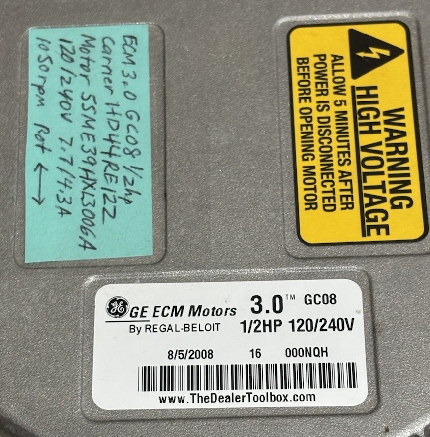 Genteq ECM Module 3.0 GC08 1/2hp ONLY for Carrier Bryant # HD44RE122🔥Checked