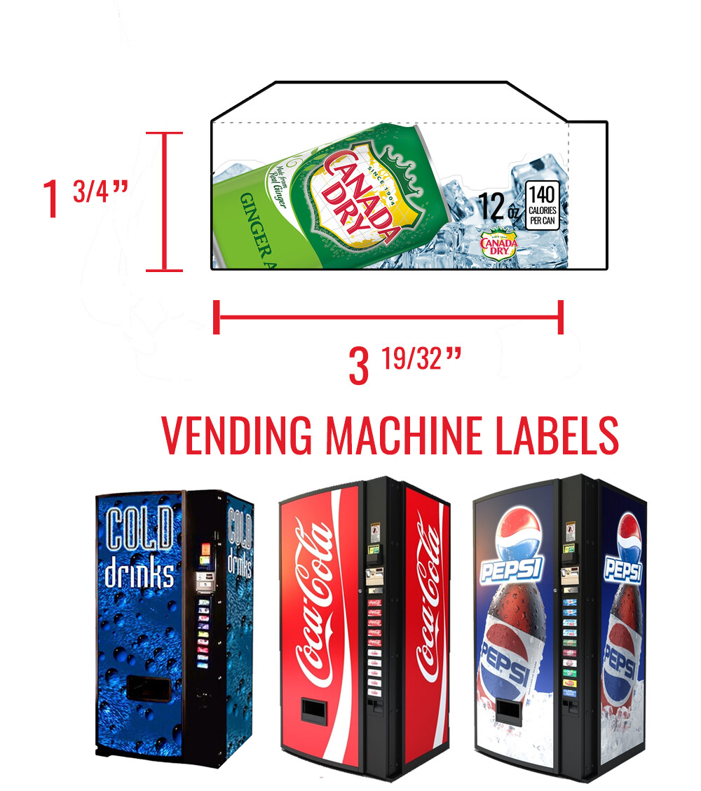 (10) Dixie Narco 501e 12 oz «CAN» Vend Labels – Flavor Strips -VARIETY PACK