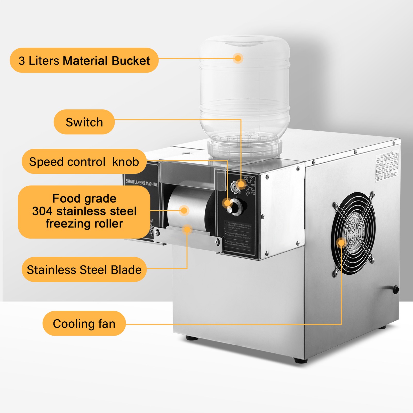 Commercial Snowflake Ice Machine, Snow Cone Machine, Ice Shaver Slush Maker New