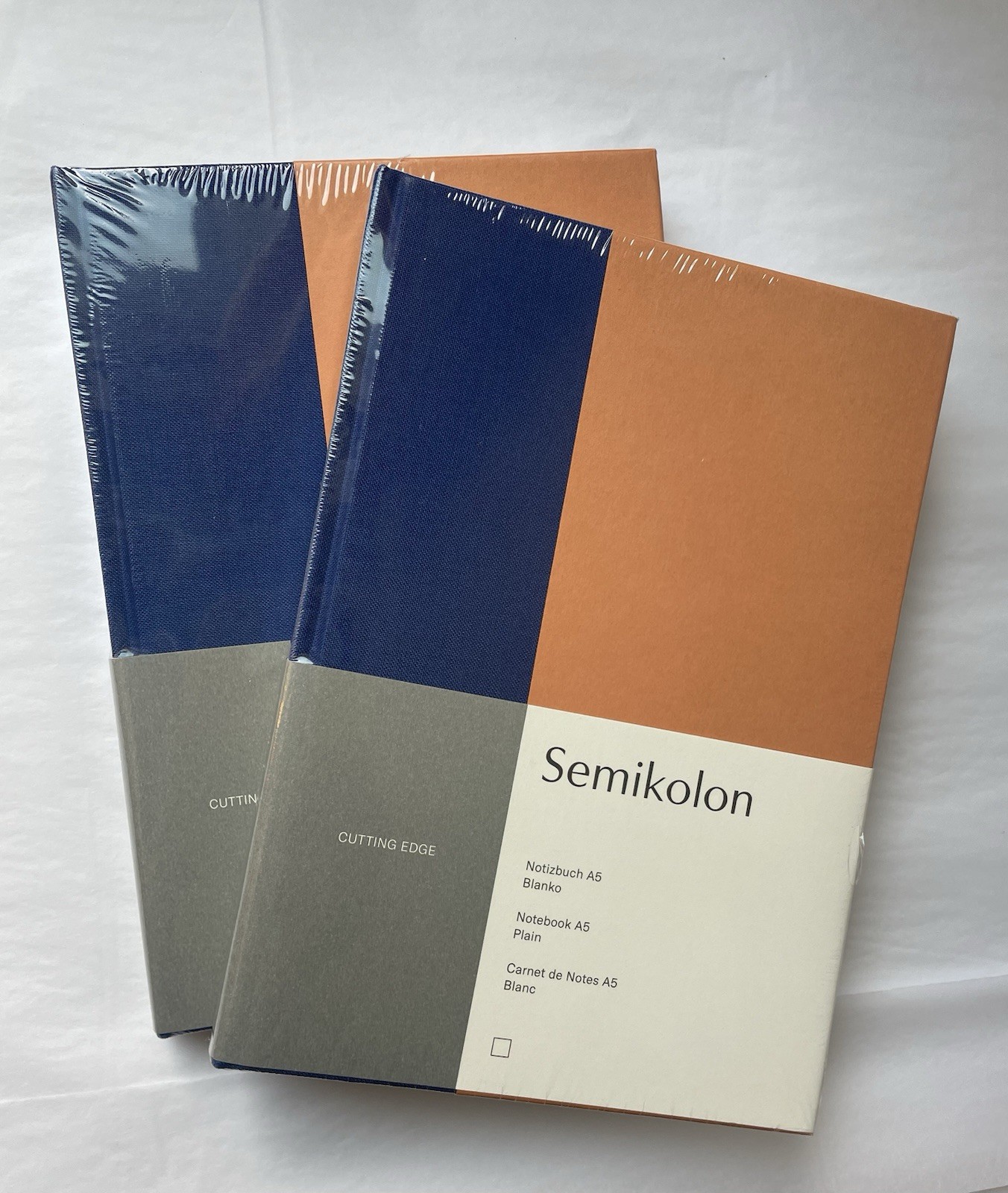 NEW Set of 2 (BLANK) Journal Notebooks By Semikolon Blue/Peach Colors A5