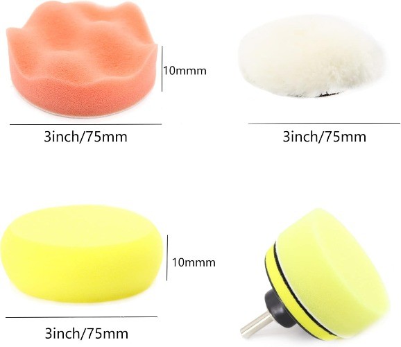 104PCS Car Foam Drill Buffing Pads 3Inch Headlight Restora Style: 3inch-104pcs