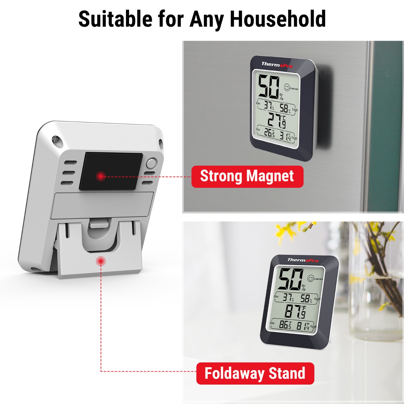 3PCS LCD Digital Indoor Hygrometer Thermometer Temperature Humidity Monitor