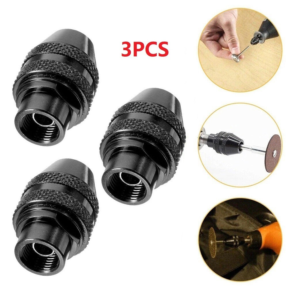 Set of 3 Multi-Keyless Drill Chucks Rotary Tools for Dremel 3000 4000 7700 8200