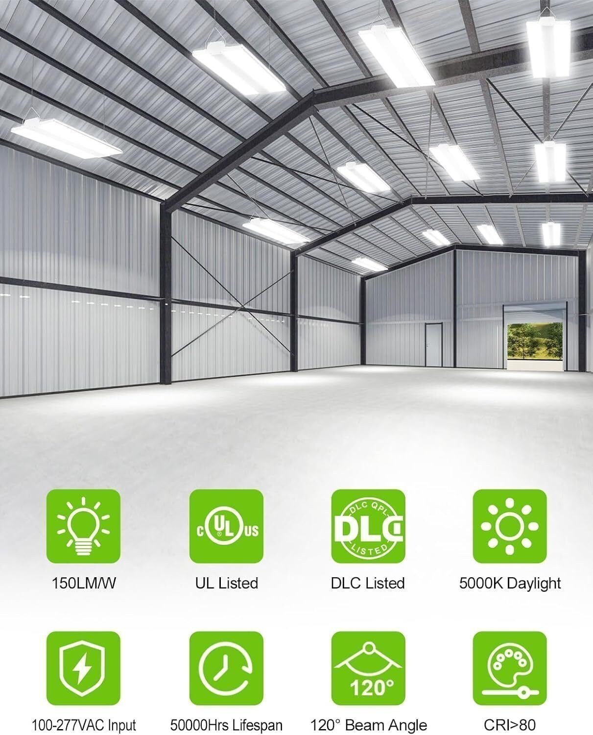 2Pack 150W LED Linear High Bay Light 22,500Lm Commercial Warehouse Shop Lighting