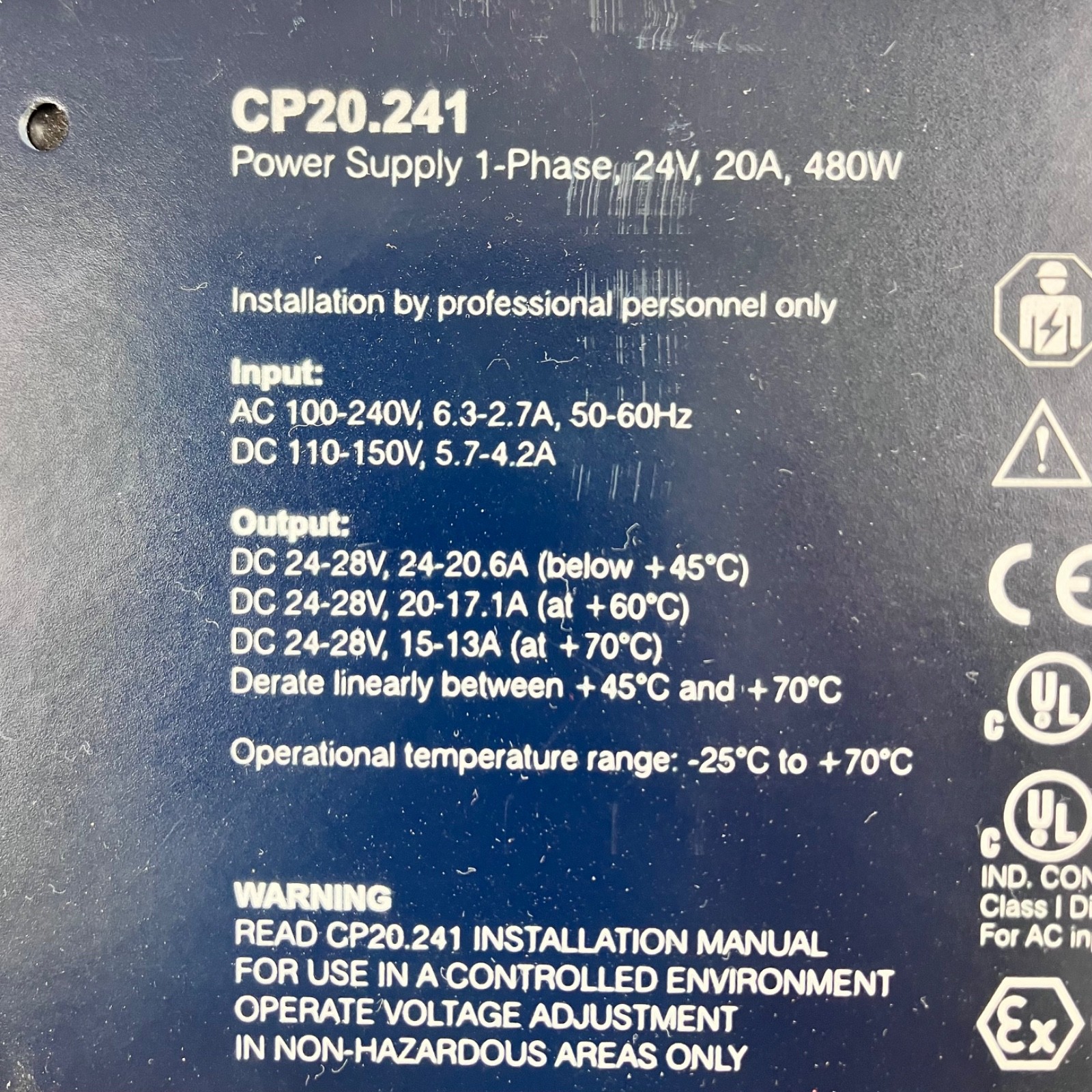 PULS Dimension CP20.241 DIN Rail Power Supply 24V 20A 480W Single Phase