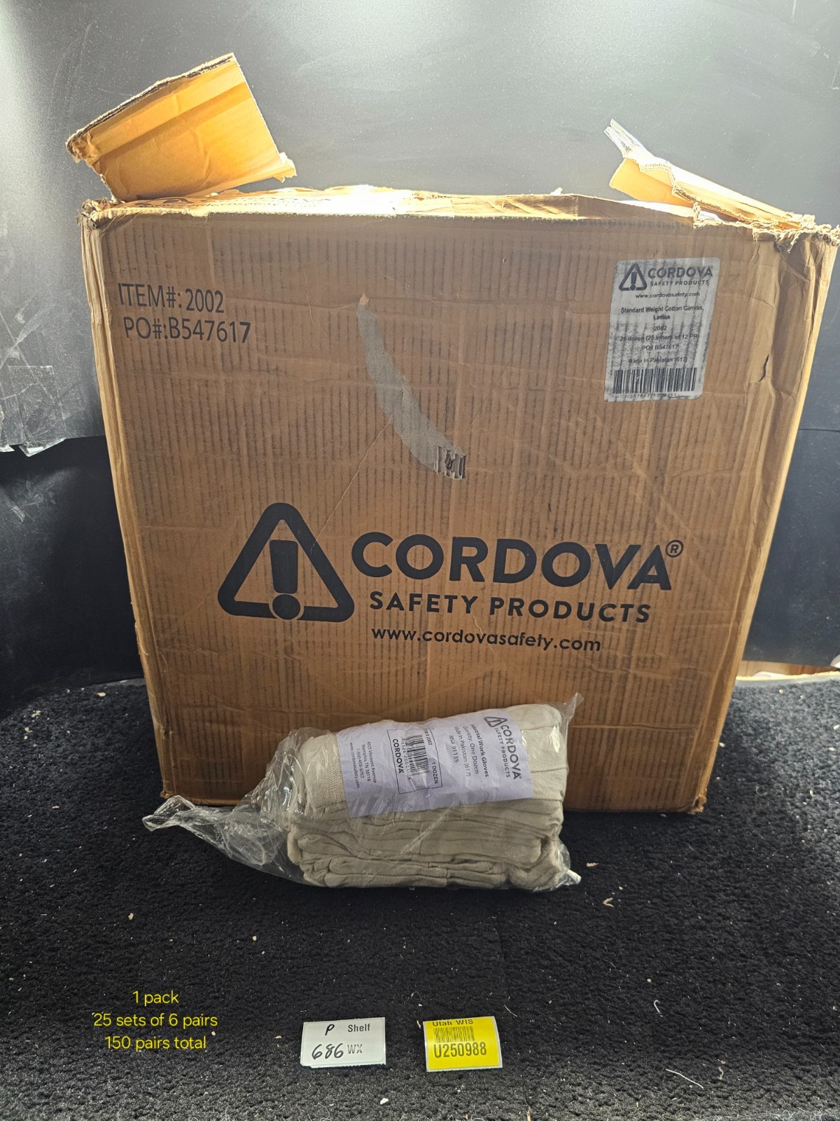 (QTY 150 PAIRS) Cordova Safety Products 2002 Canvas, Knit Wrist, 8 oz, Ladies