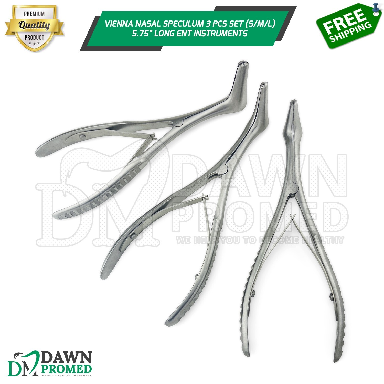 Vienna Nasal Speculum 3 Pcs Set (S/M/L) 5.75″ Long Diagnostic ENT Instruments