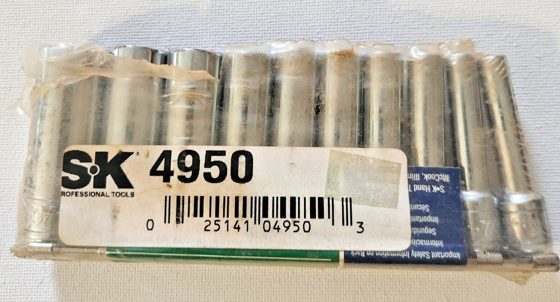 NOS S-K Tools SK 4950 Socket Set 1/4″ Drive 12 Point SAE Deep Chrome 10 Piece