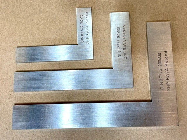 Set of 3 Precision Machinist Squares ZNP RAVA Poland DIN 875/2 – Excellent