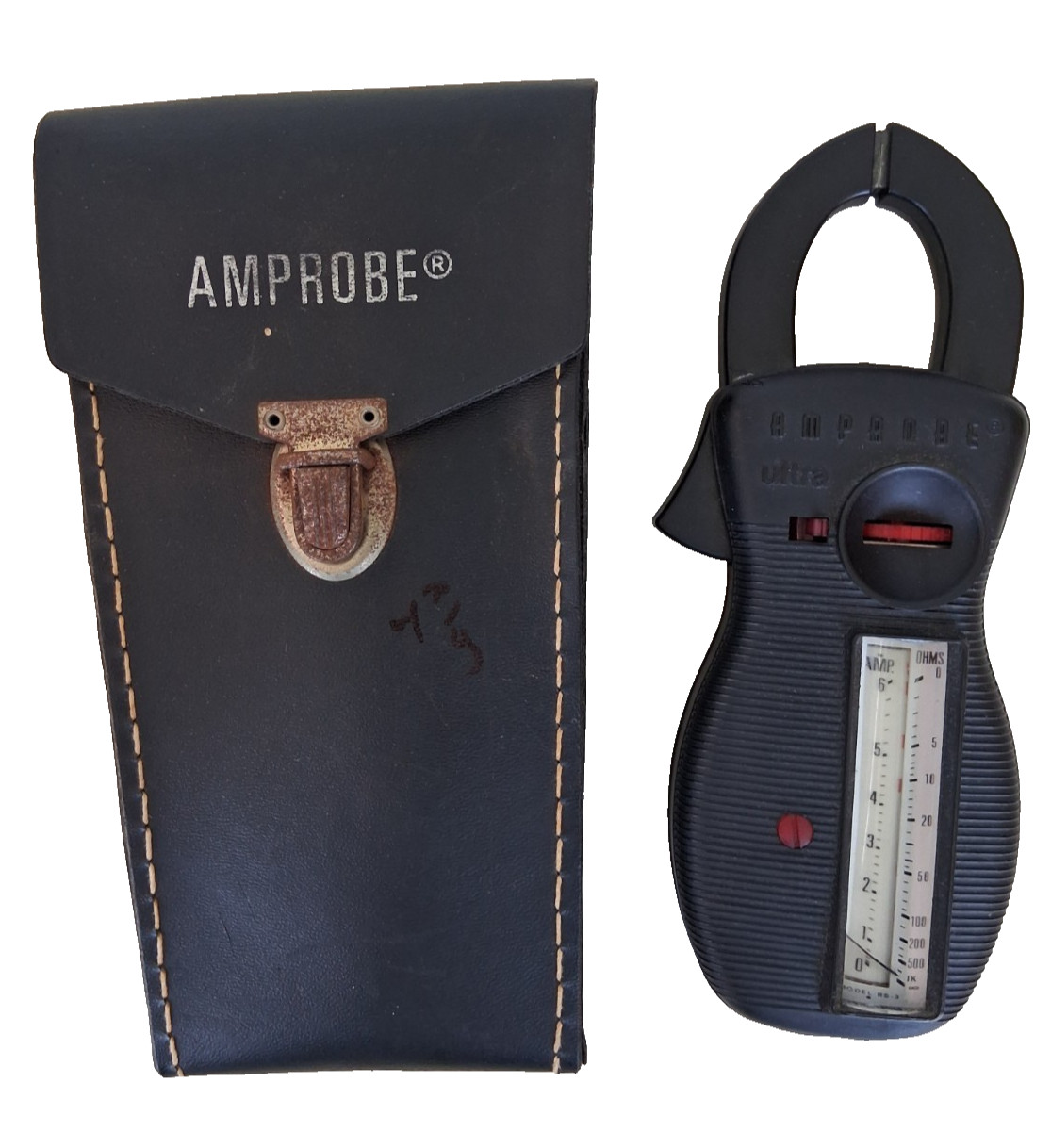 Vintage Amprobe Ultra RS3 Analog Clamp VOM Meter With Leather Case Made In USA