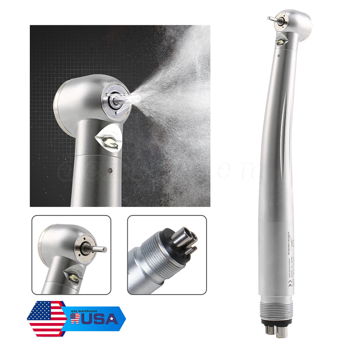 Dental E-generator LED High Speed Torque Head 3 Spray Handpiece 4Hole