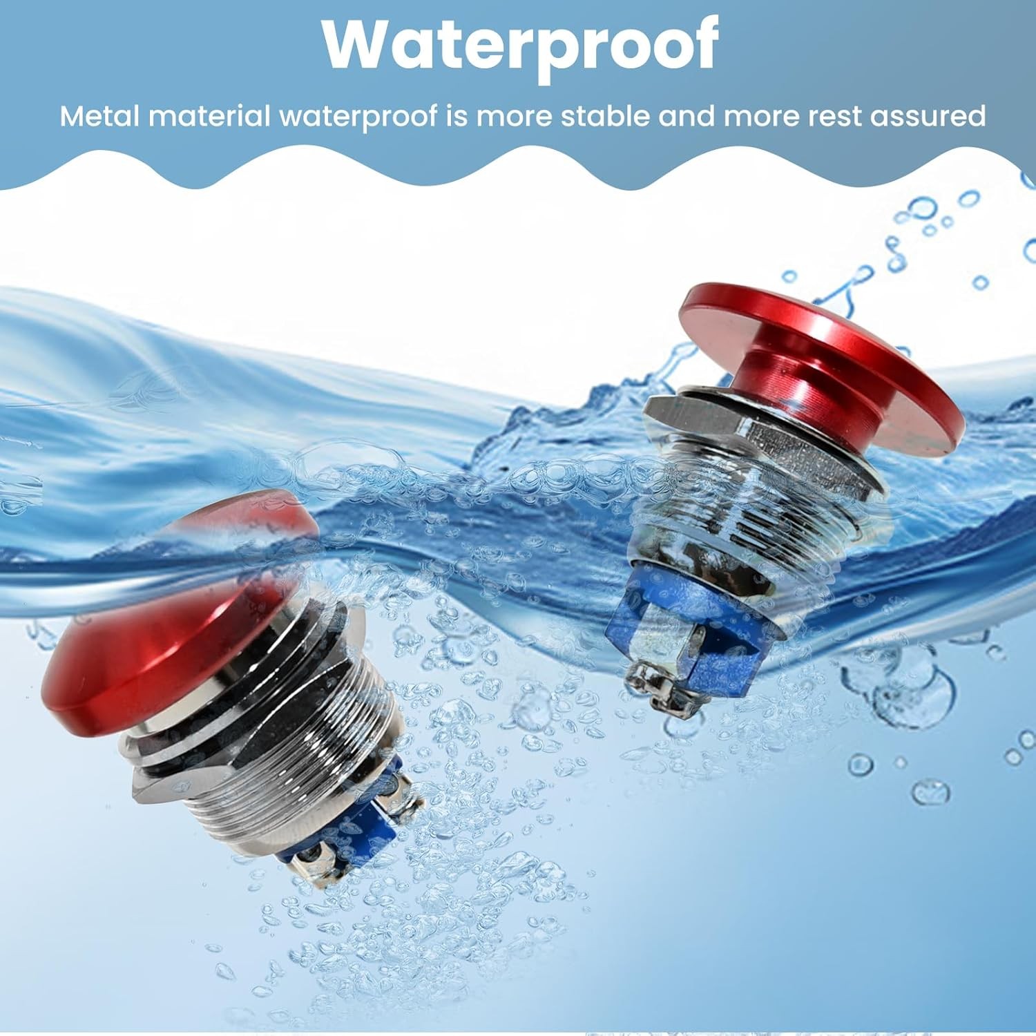 Red Mushroom Head Momentary Push Button Switch IP65 Waterproof 12V 24V 110V 250V