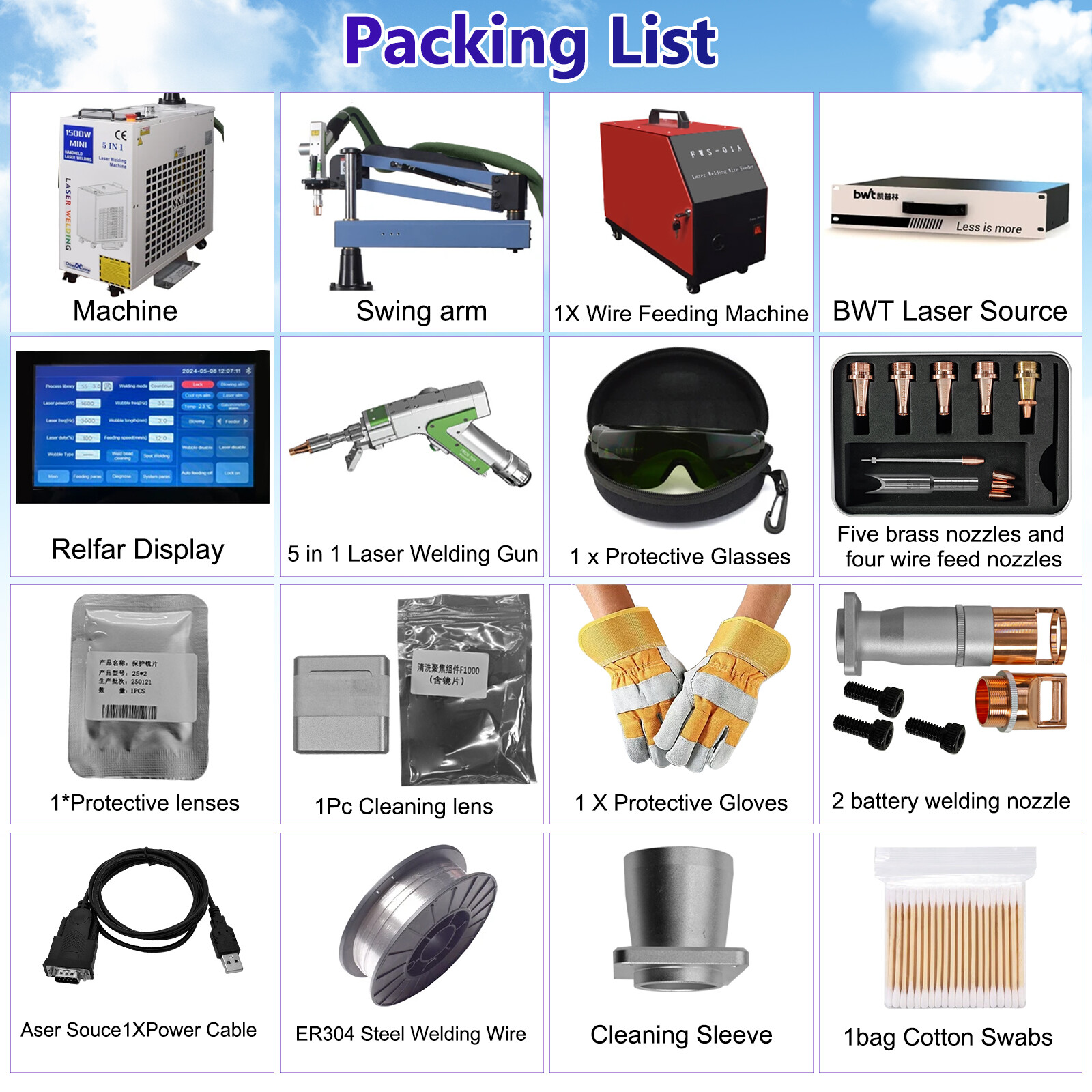 5-in-1 1500w Handheld Metal Laser Welding Machine Battery Welder Laser Cleaner
