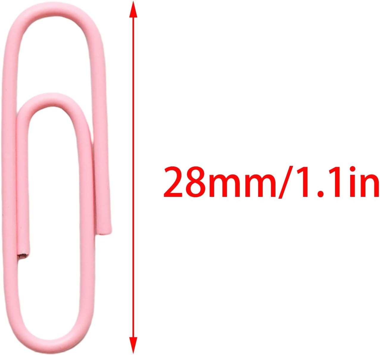 100 Pcs Pink Paper Clips, 1.1 Inch (28mm) Colorful Paperclips | Vinyl Coated,