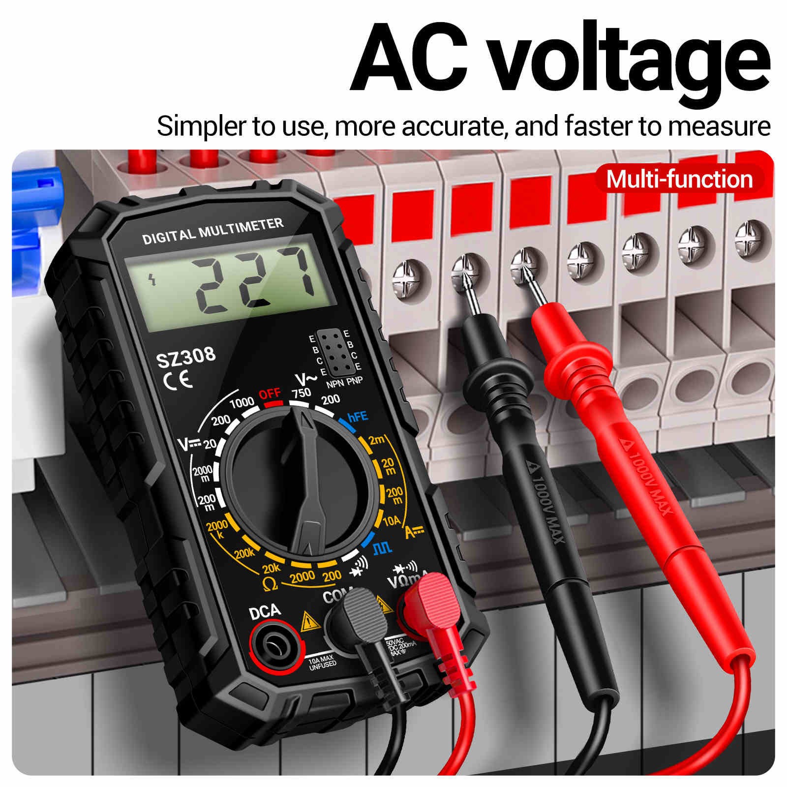 Auto Manual Multimeter for DC AC Voltage Current Resistance Diode Wave Output
